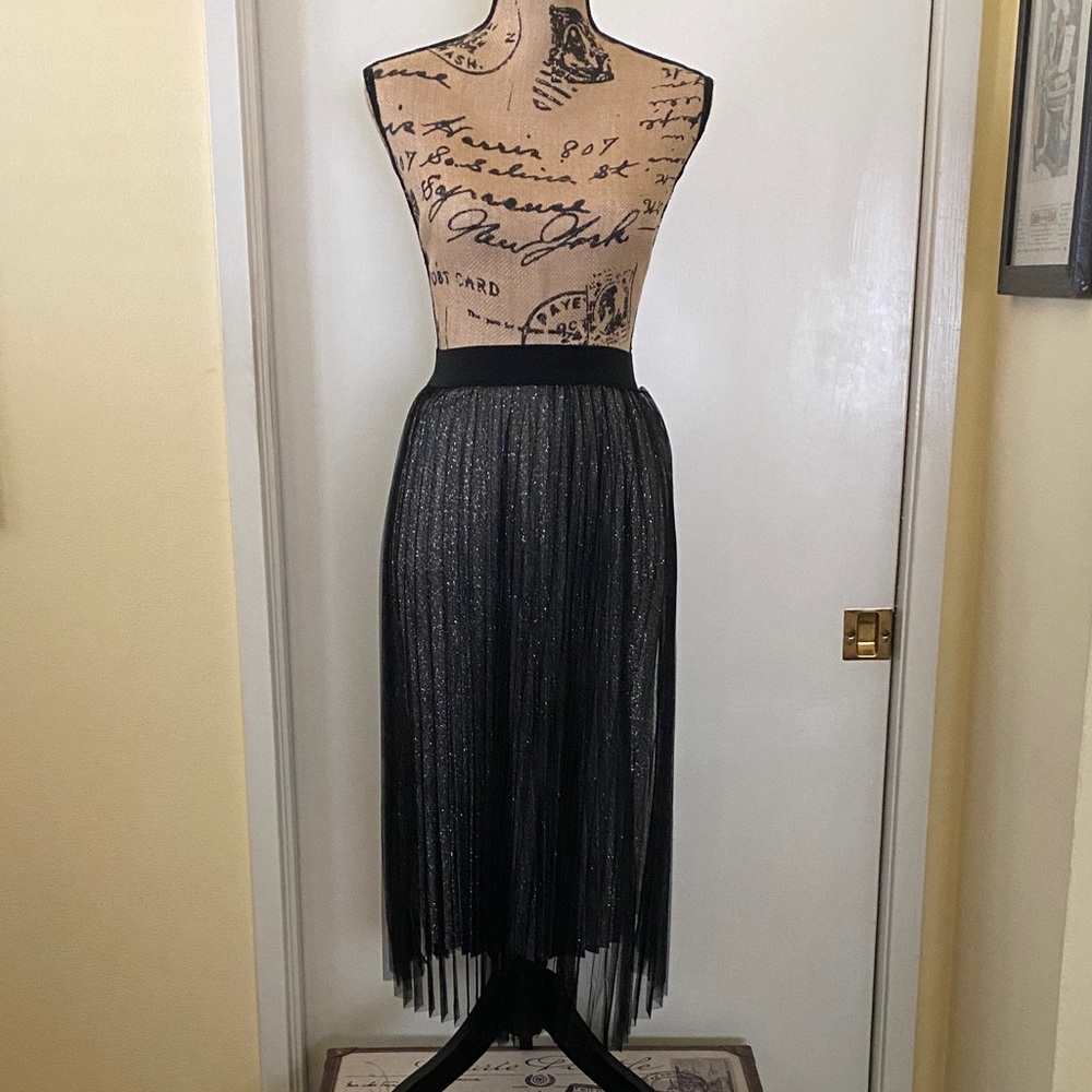 Red Dress Boutique Shimmering Black Midi Skirt